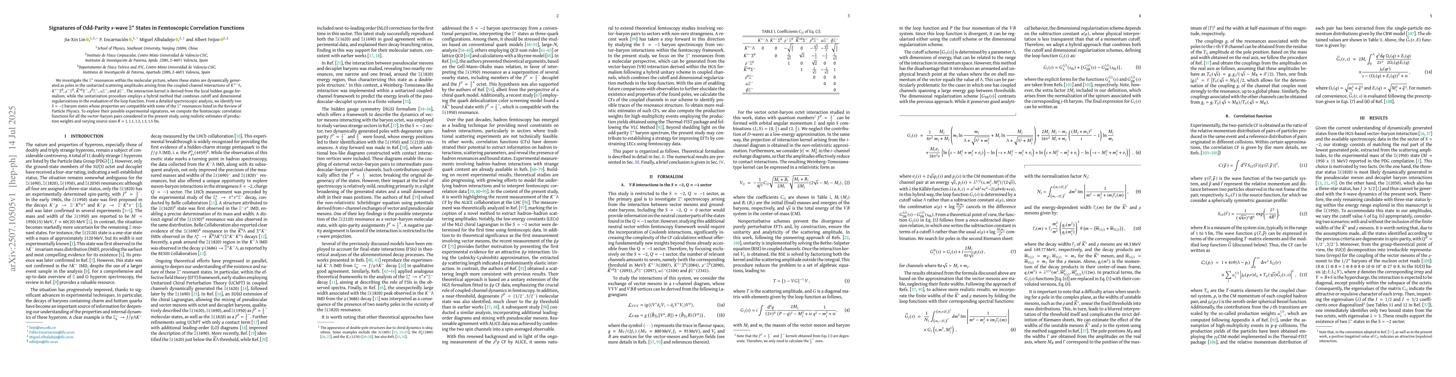 Thumbnail for Signatures of Odd-Parity $s$-wave $Ξ^*$ States in Femtoscopic
  Correlation Functions