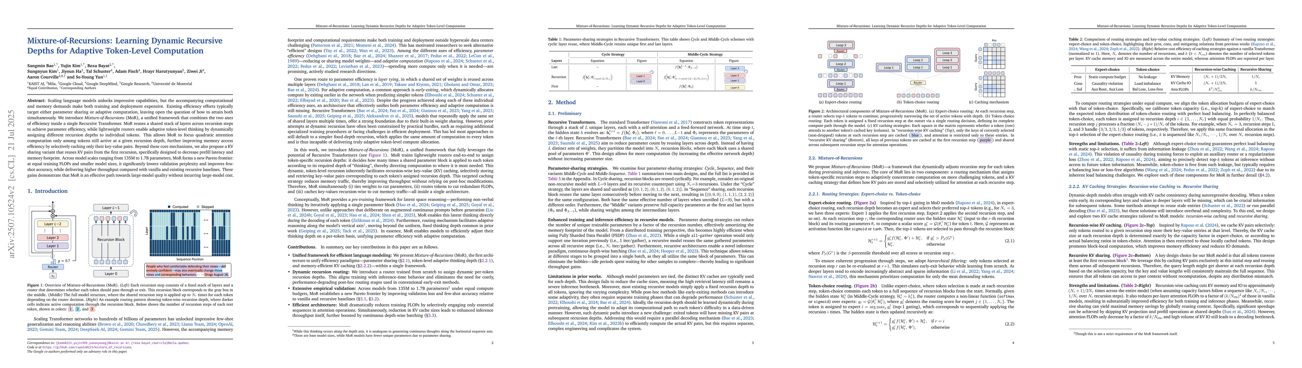 Thumbnail for Mixture-of-Recursions: Learning Dynamic Recursive Depths for Adaptive
  Token-Level Computation