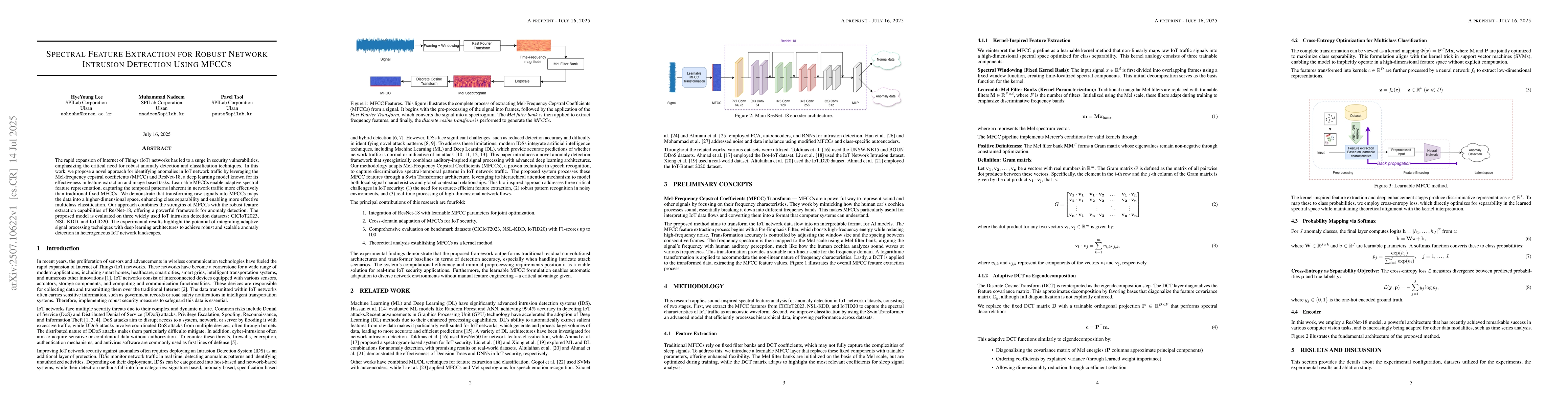 Thumbnail for Spectral Feature Extraction for Robust Network Intrusion Detection Using
  MFCCs