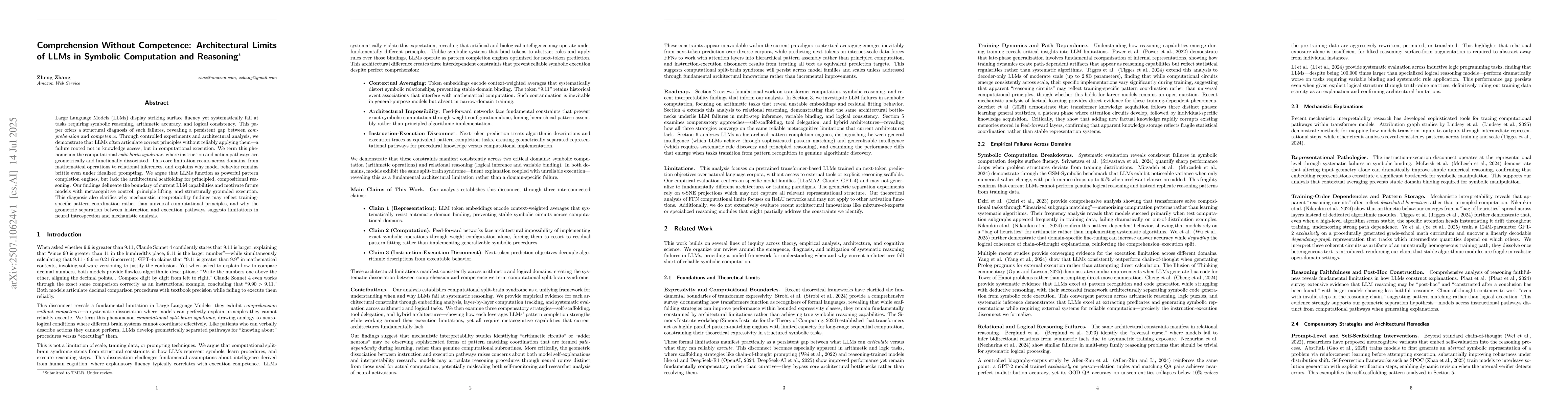 Thumbnail for Comprehension Without Competence: Architectural Limits of LLMs in
  Symbolic Computation and Reasoning