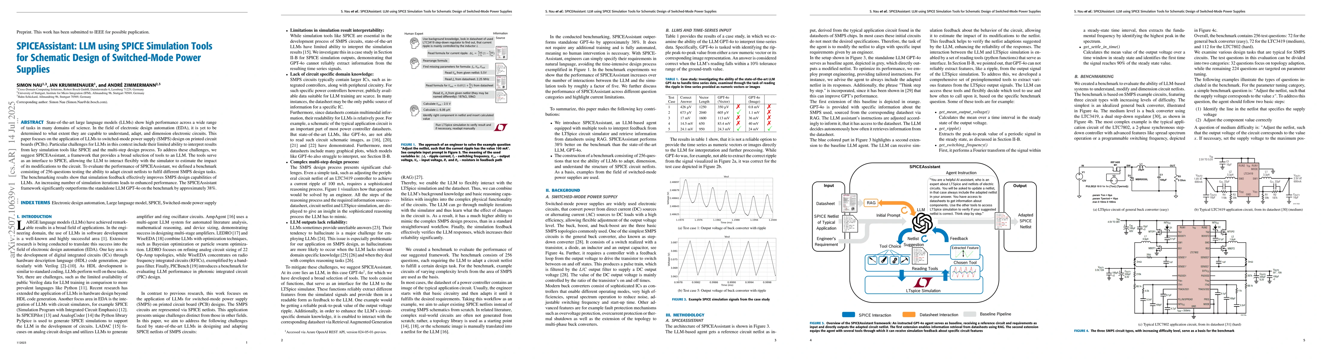 Thumbnail for SPICEAssistant: LLM using SPICE Simulation Tools for Schematic Design of
  Switched-Mode Power Supplies