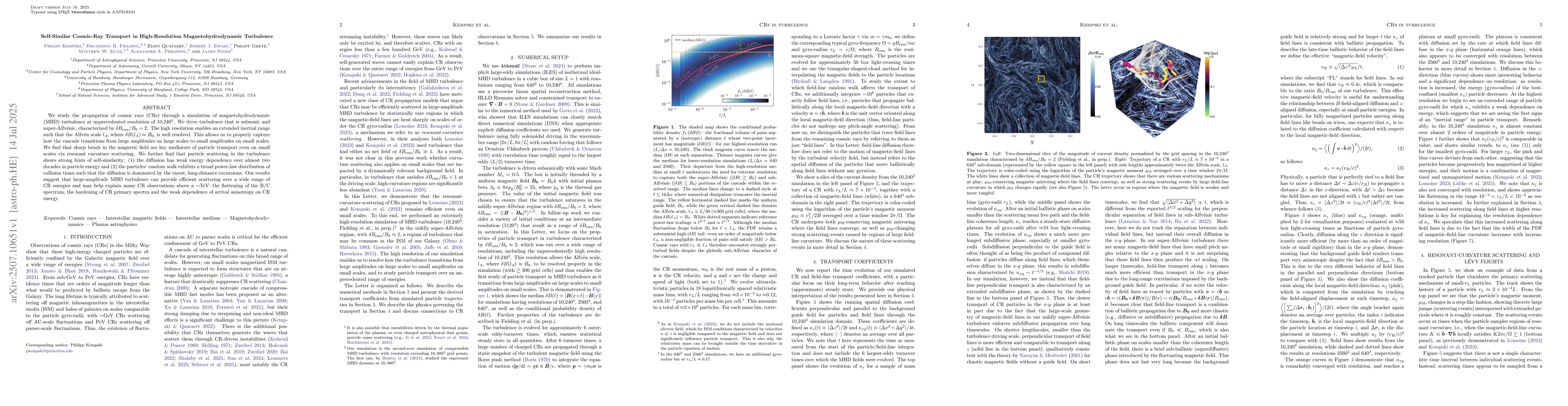 Thumbnail for Self-Similar Cosmic-Ray Transport in High-Resolution Magnetohydrodynamic
  Turbulence