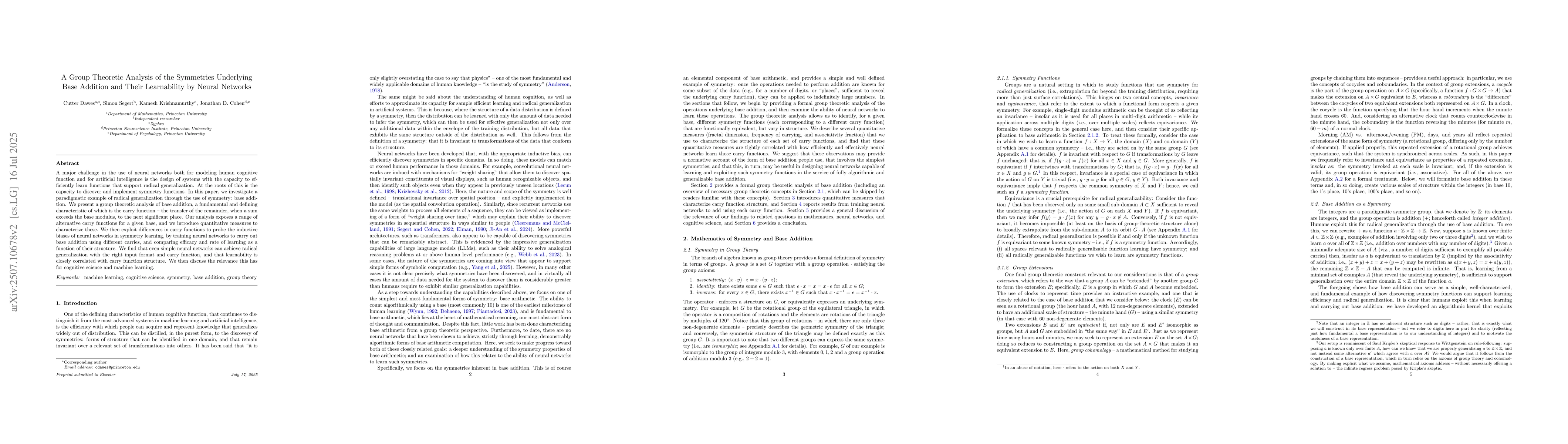 Thumbnail for A Group Theoretic Analysis of the Symmetries Underlying Base Addition
  and Their Learnability by Neural Networks
