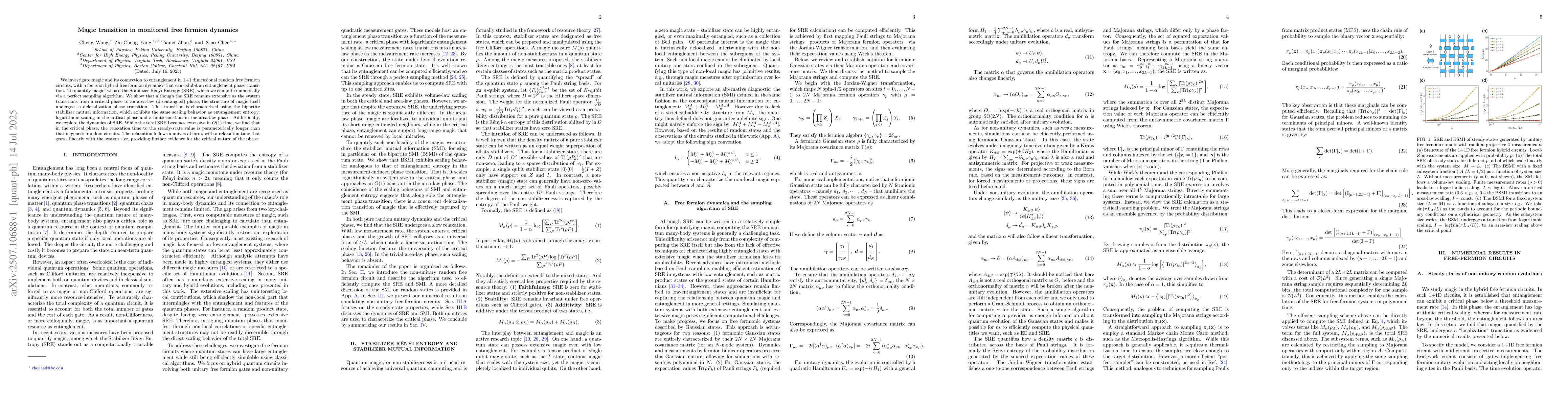 Thumbnail for Magic transition in monitored free fermion dynamics