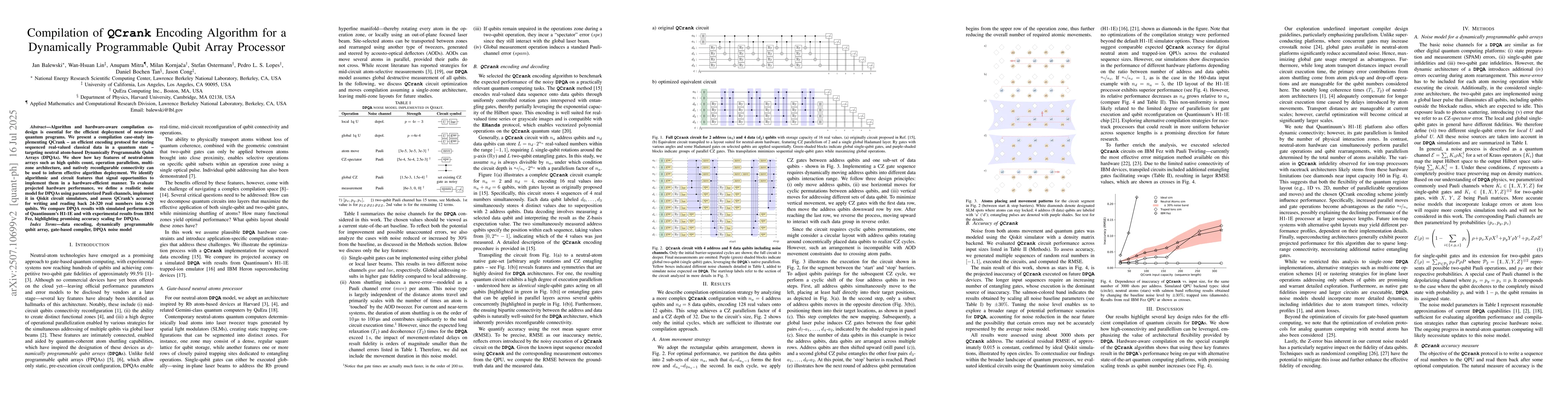 Thumbnail for Compilation of QCrank Encoding Algorithm for a Dynamically Programmable
  Qubit Array Processor