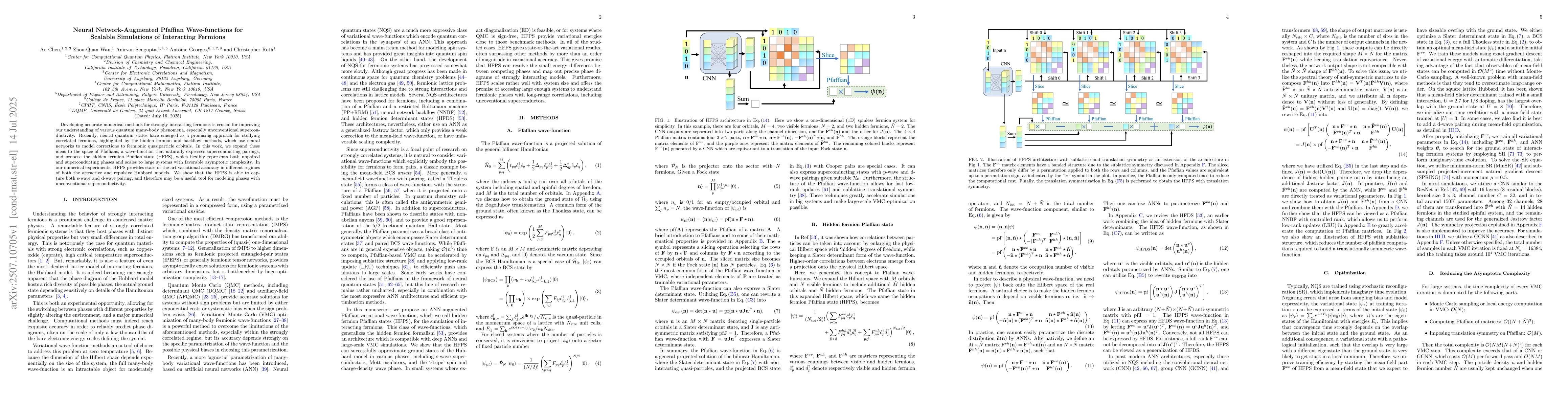 Thumbnail for Neural Network-Augmented Pfaffian Wave-functions for Scalable
  Simulations of Interacting Fermions
