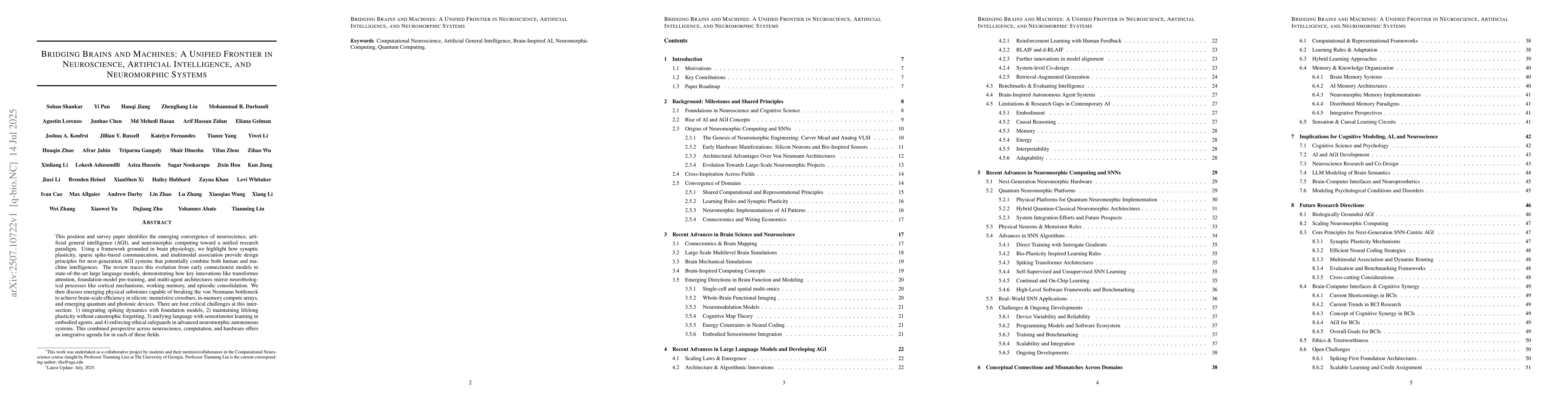 Thumbnail for Bridging Brains and Machines: A Unified Frontier in Neuroscience,
  Artificial Intelligence, and Neuromorphic Systems