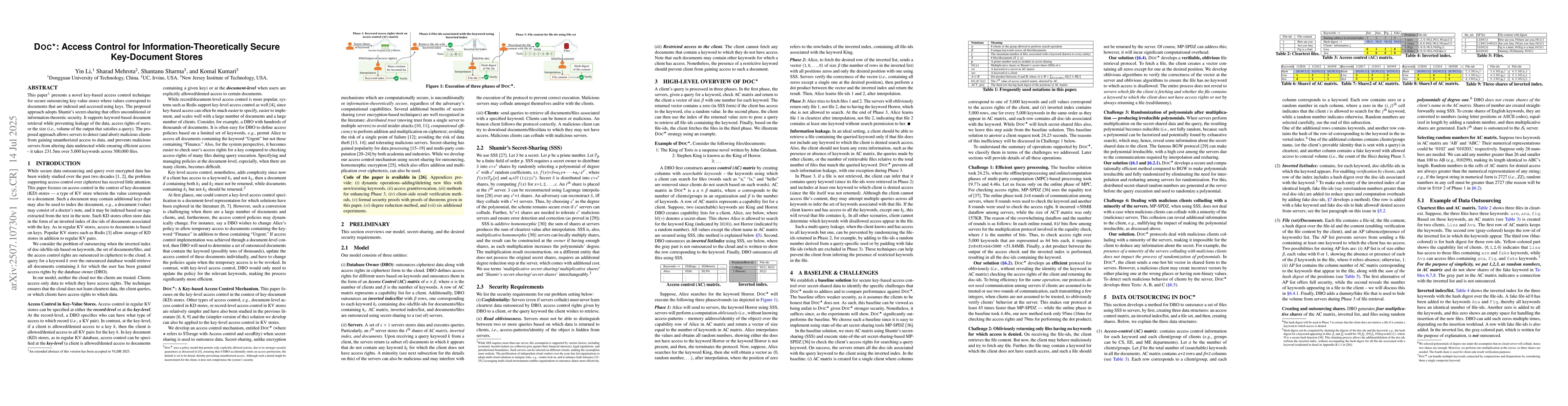 Thumbnail for Access Control for Information-Theoretically Secure Key-Document Stores