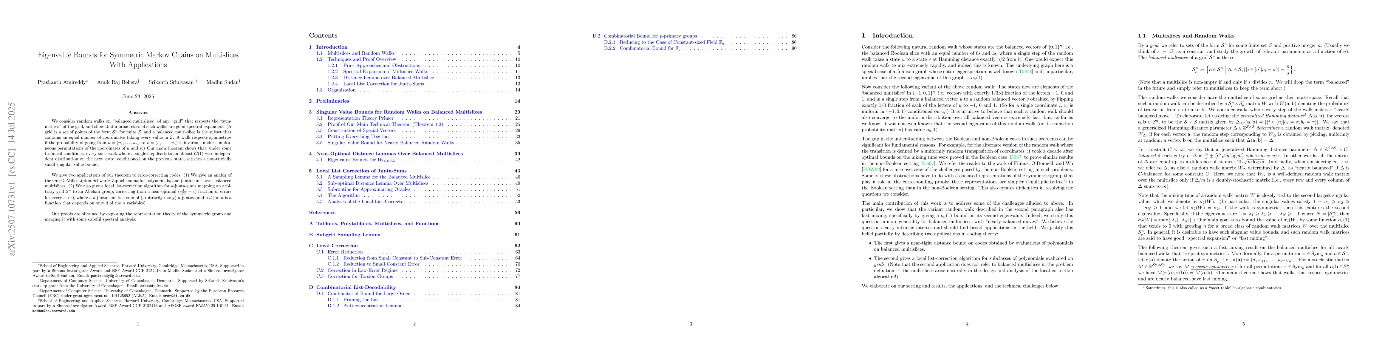 Thumbnail for Eigenvalue Bounds for Symmetric Markov Chains on Multislices With
  Applications