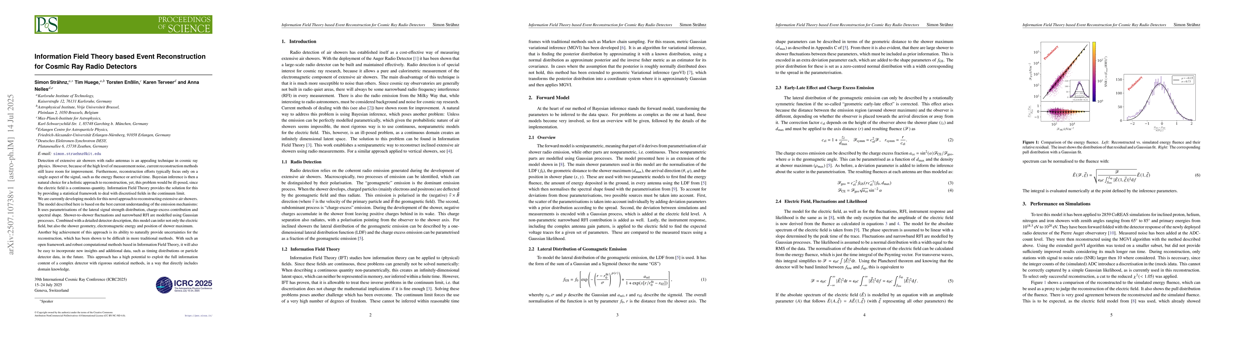 Thumbnail for Information Field Theory based Event Reconstruction for Cosmic Ray Radio
  Detectors