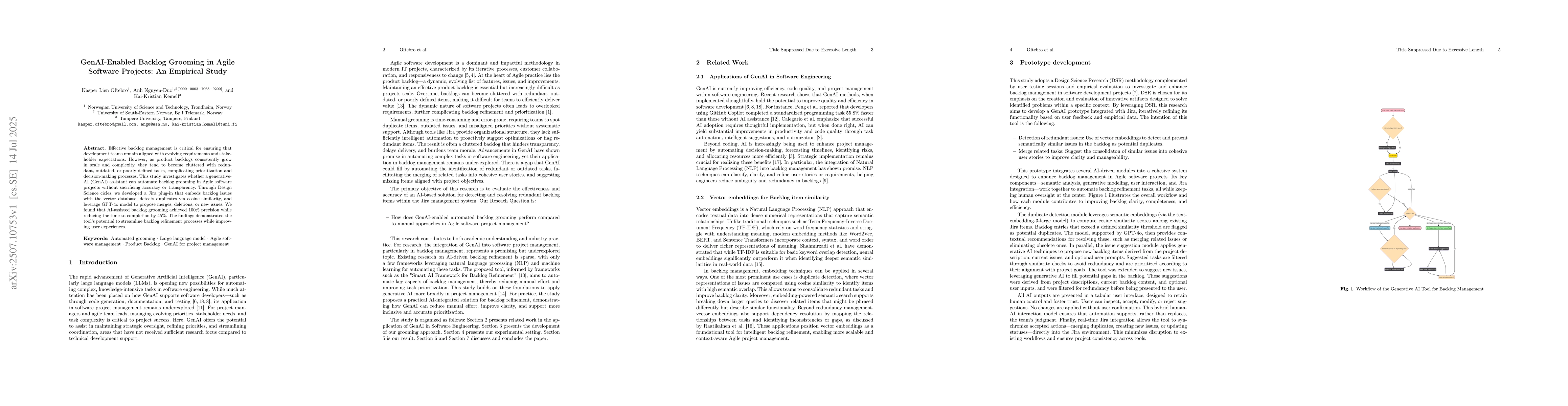 Thumbnail for GenAI-Enabled Backlog Grooming in Agile Software Projects: An Empirical
  Study