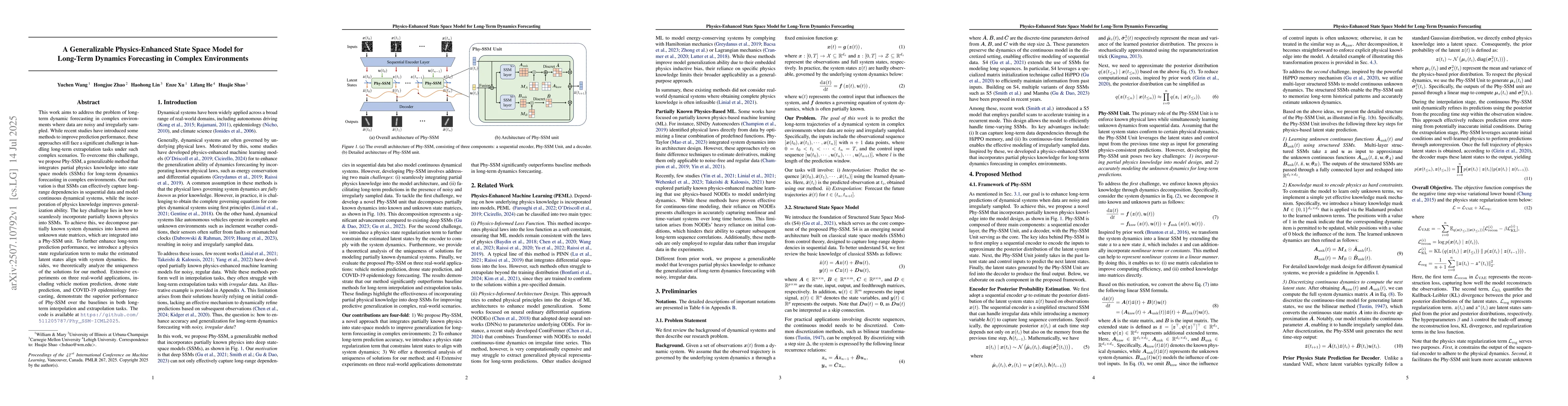 Thumbnail for A Generalizable Physics-Enhanced State Space Model for Long-Term
  Dynamics Forecasting in Complex Environments