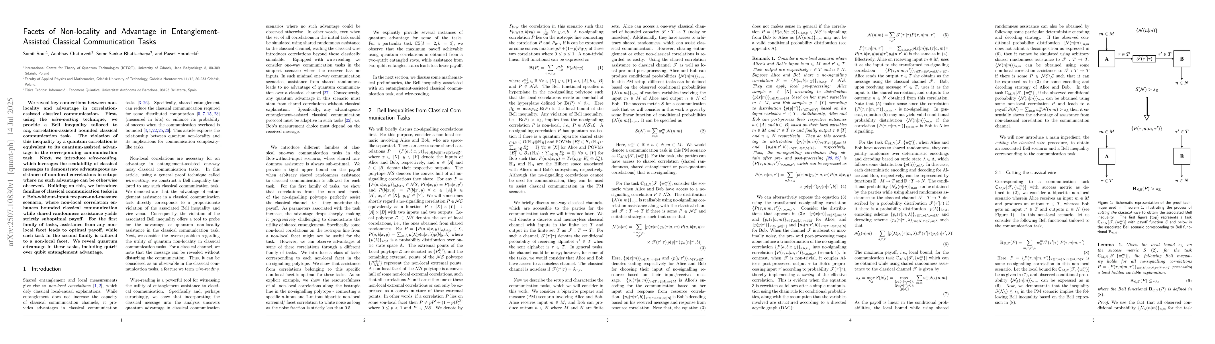 Thumbnail for Facets of Non-locality and Advantage in Entanglement-Assisted Classical
  Communication Tasks