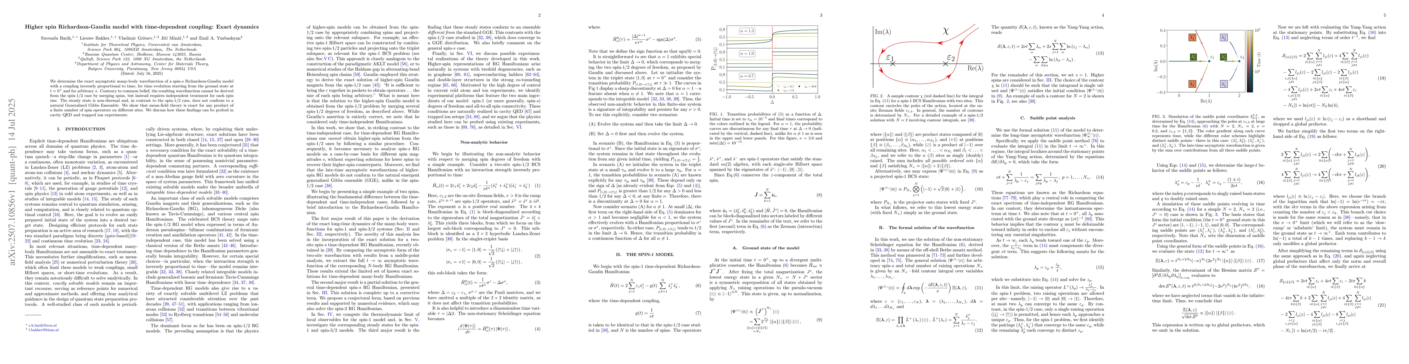 Thumbnail for Higher spin Richardson-Gaudin model with time-dependent coupling: Exact
  dynamics