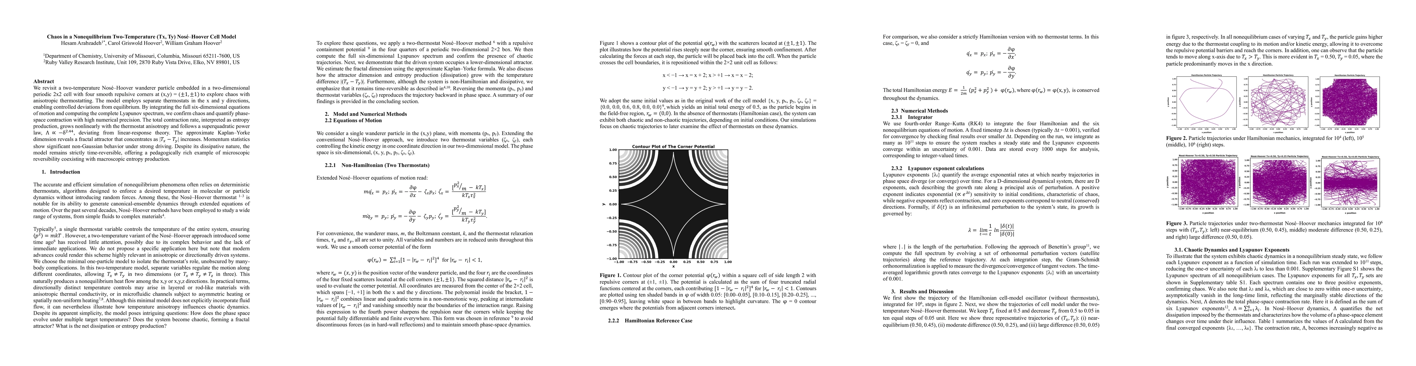 Thumbnail for Chaos in a Nonequilibrium Two-Temperature $(T_x, T_y)$ Nosé-Hoover
  Cell Model