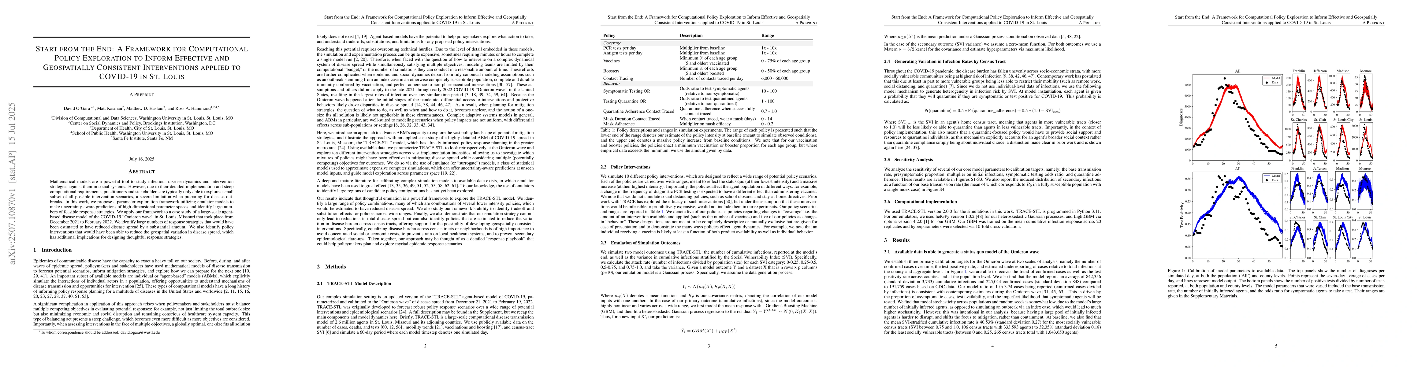 Thumbnail for Start from the End: A Framework for Computational Policy Exploration to
  Inform Effective and Geospatially Consistent Interventions applied to
  COVID-19 in St. Louis