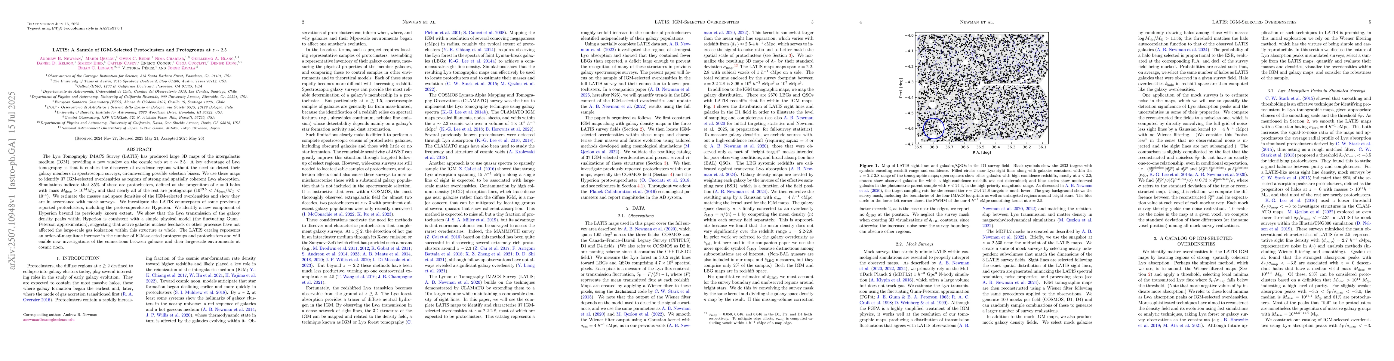 Thumbnail for LATIS: A Sample of IGM-selected Protoclusters and Protogroups at $z \sim
  2.5$
