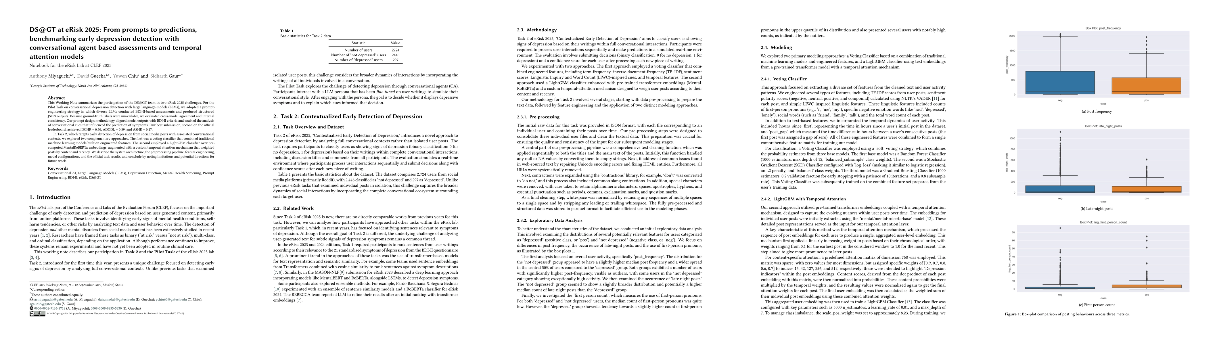 Thumbnail for DS@GT at eRisk 2025: From prompts to predictions, benchmarking early
  depression detection with conversational agent based assessments and temporal
  attention models