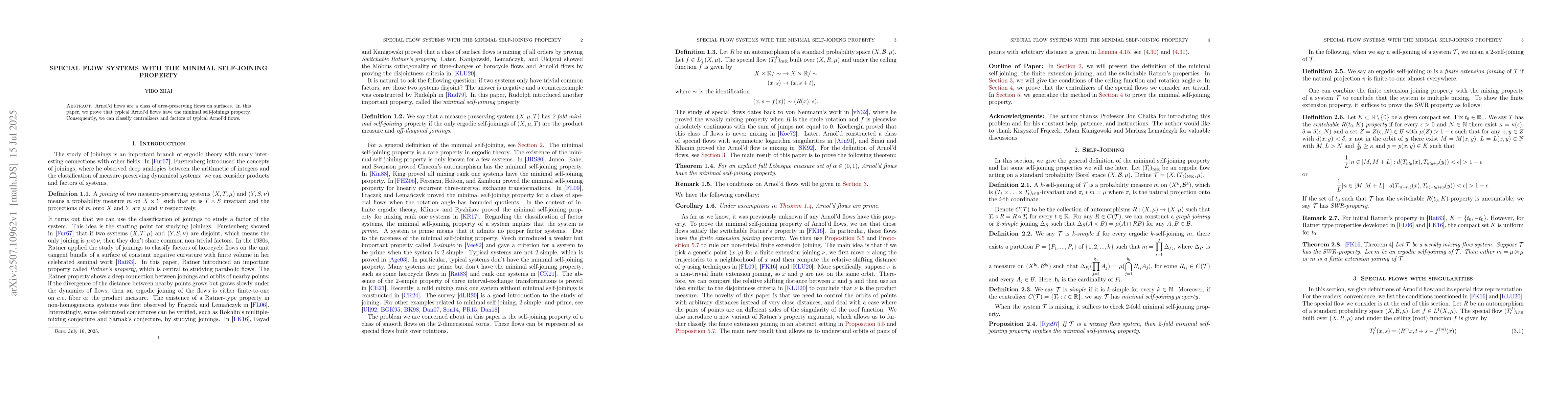 Thumbnail for Special flow systems with the minimal self-joining property