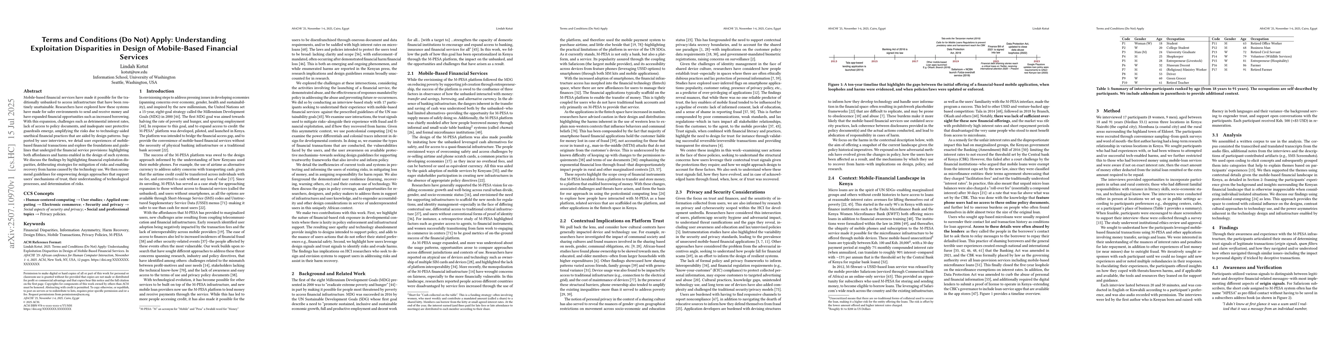 Thumbnail for Terms and Conditions (Do Not) Apply: Understanding Exploitation
  Disparities in Design of Mobile-Based Financial Services