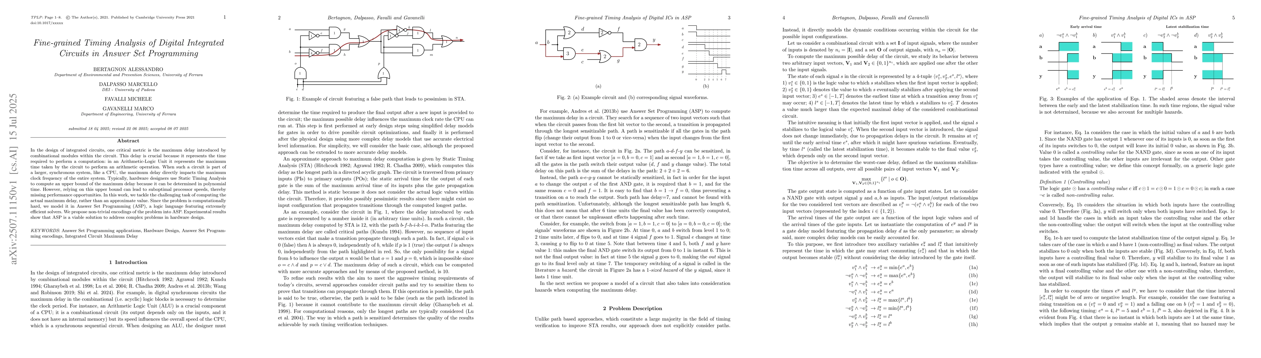 Thumbnail for Fine-grained Timing Analysis of Digital Integrated Circuits in Answer
  Set Programming