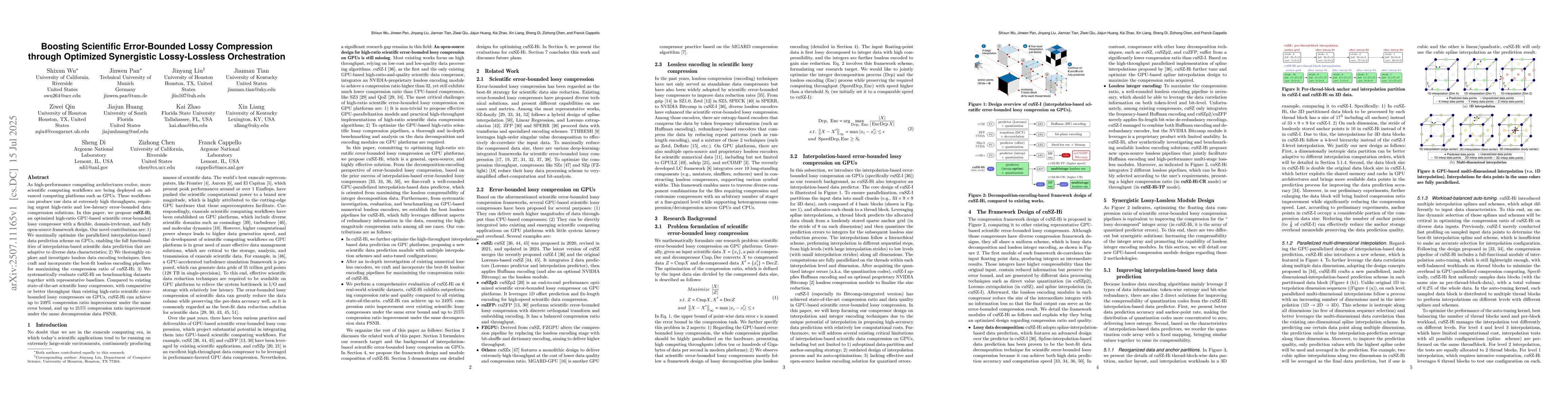 Thumbnail for Boosting Scientific Error-Bounded Lossy Compression through Optimized
  Synergistic Lossy-Lossless Orchestration