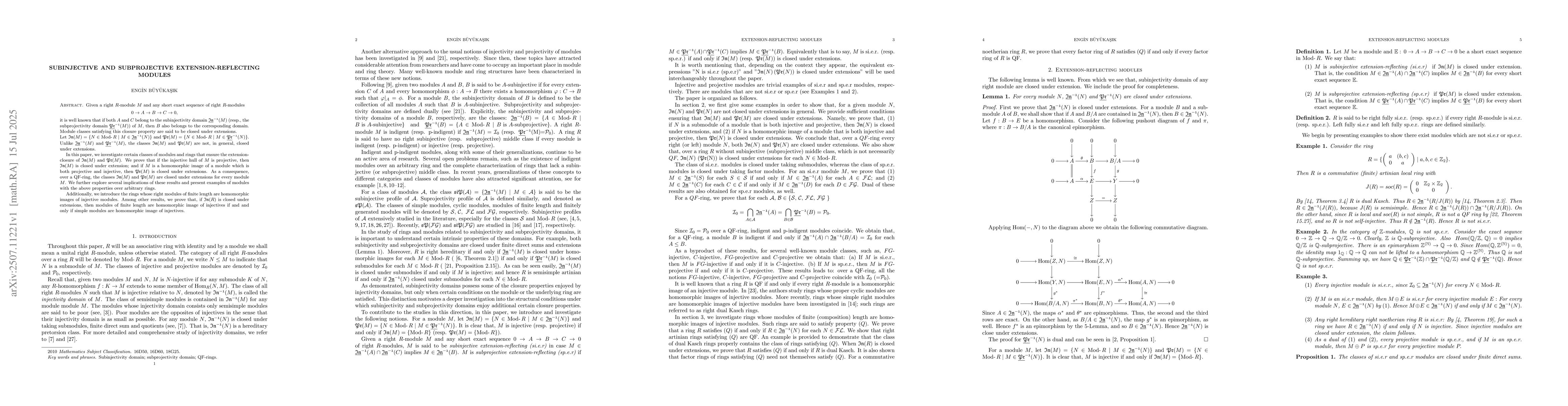 Thumbnail for Subinjective and Subprojective Extension-Reflecting Modules