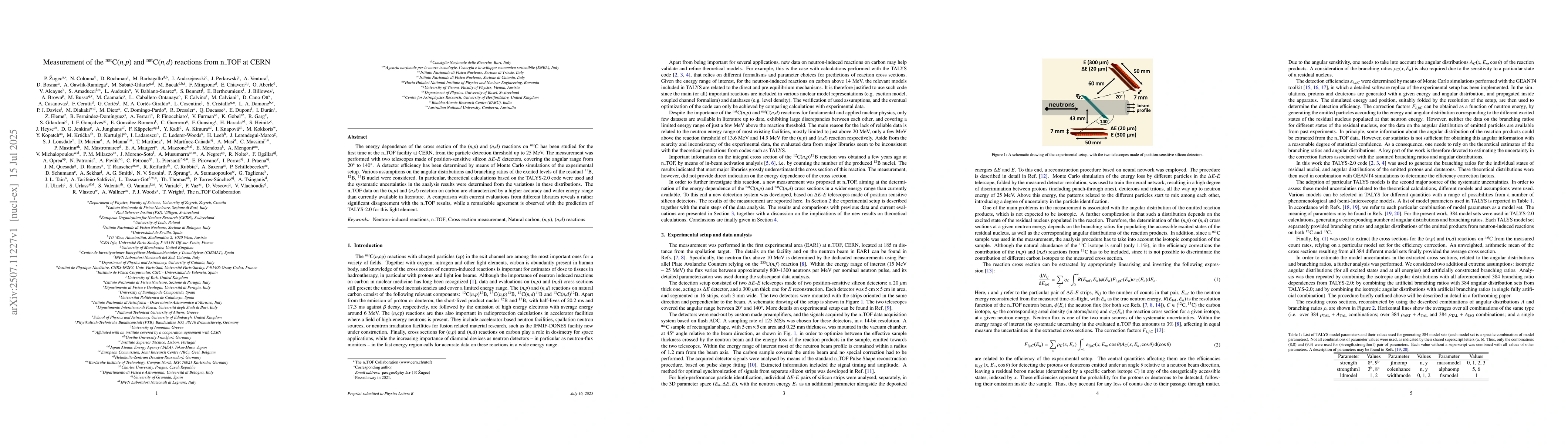 Thumbnail for Measurement of the $^\text{nat}$C(n,p) and $^\text{nat}$C(n,d) reactions
  from n_TOF at CERN