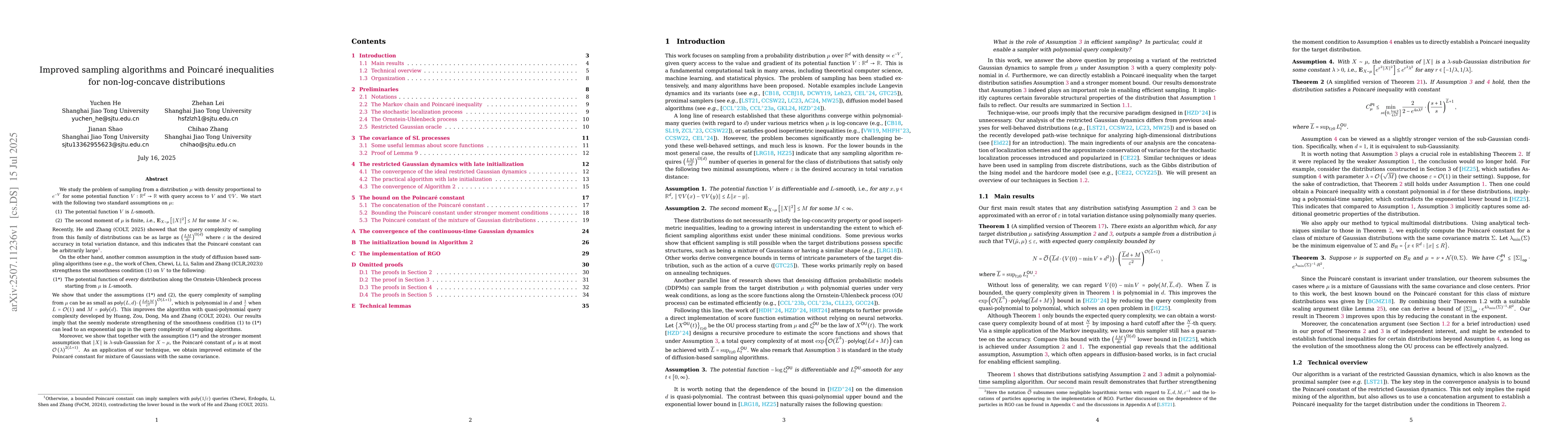 Thumbnail for Improved sampling algorithms and Poincaré inequalities for
  non-log-concave distributions