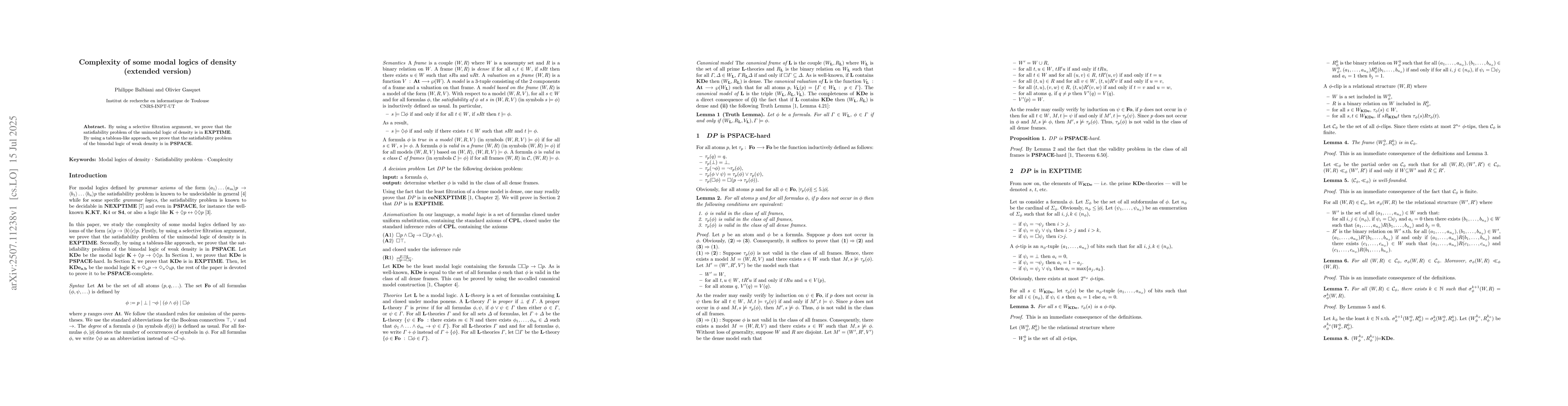 Thumbnail for Complexity of some modal logics of density (extended version)
