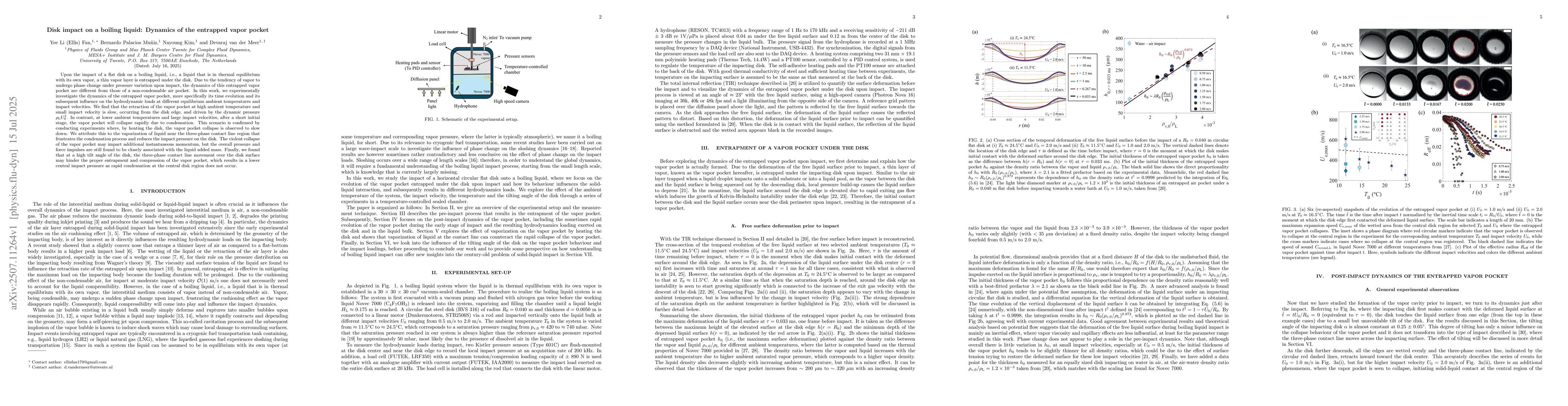 Thumbnail for Disk impact on a boiling liquid: Dynamics of the entrapped vapor pocket