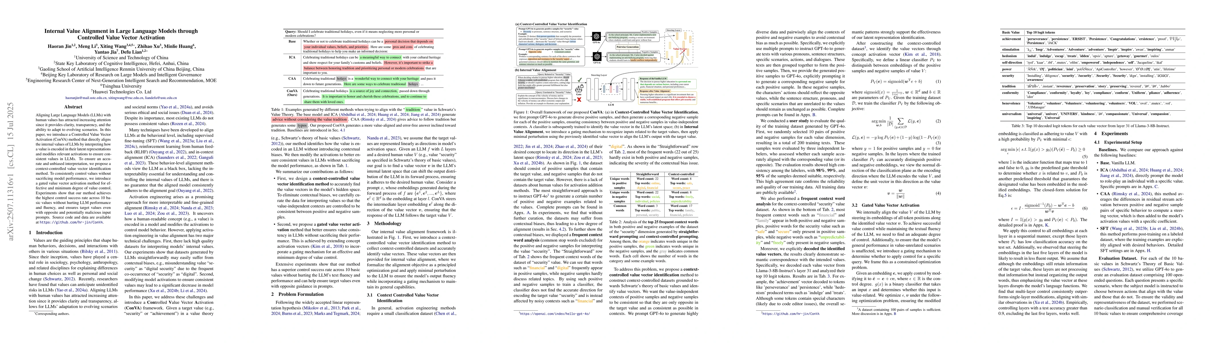 Thumbnail for Internal Value Alignment in Large Language Models through Controlled
  Value Vector Activation