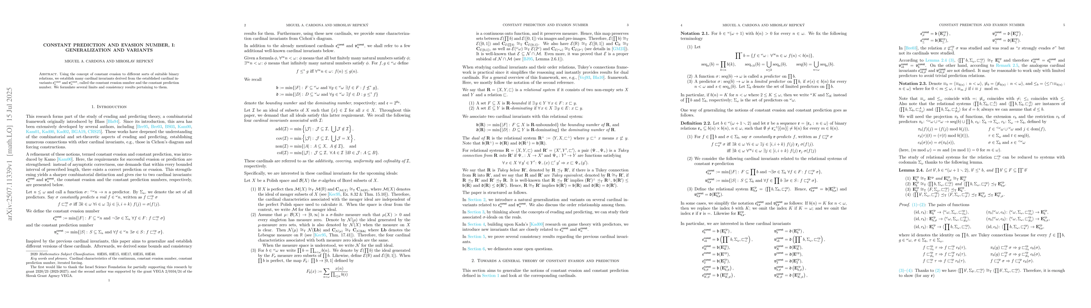 Thumbnail for Constant prediction and evasion number, I: Generalization and variants