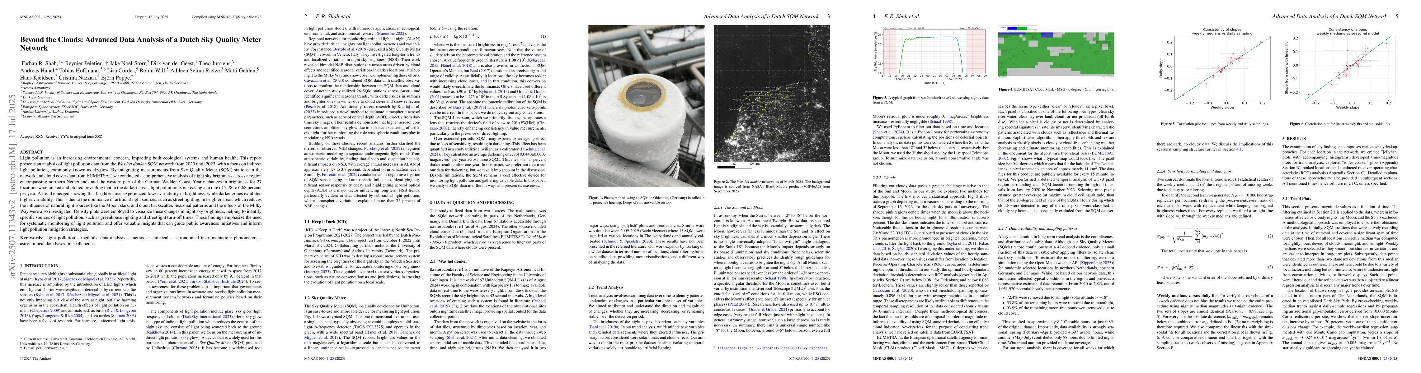Thumbnail for Beyond the Clouds: Advanced Data Analysis of a Dutch Sky Quality Meter
  Network