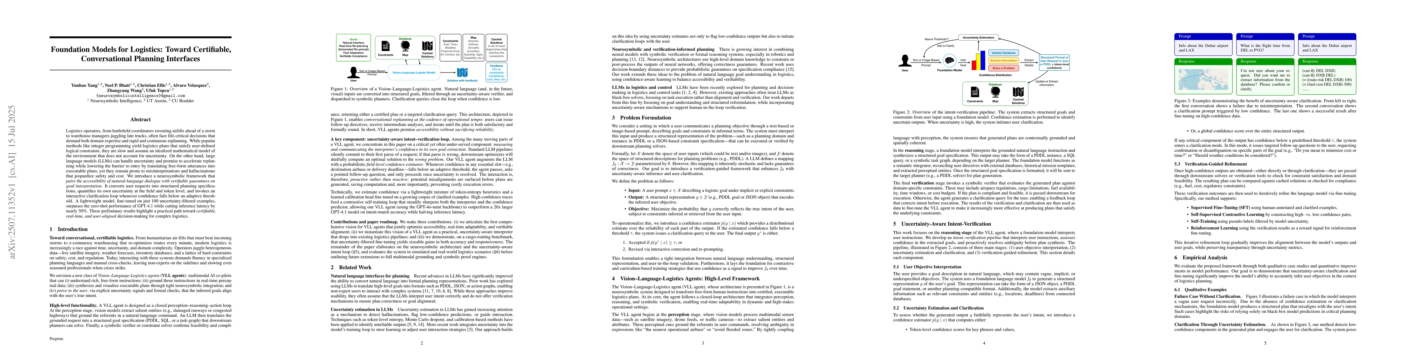 Thumbnail for Foundation Models for Logistics: Toward Certifiable, Conversational
  Planning Interfaces