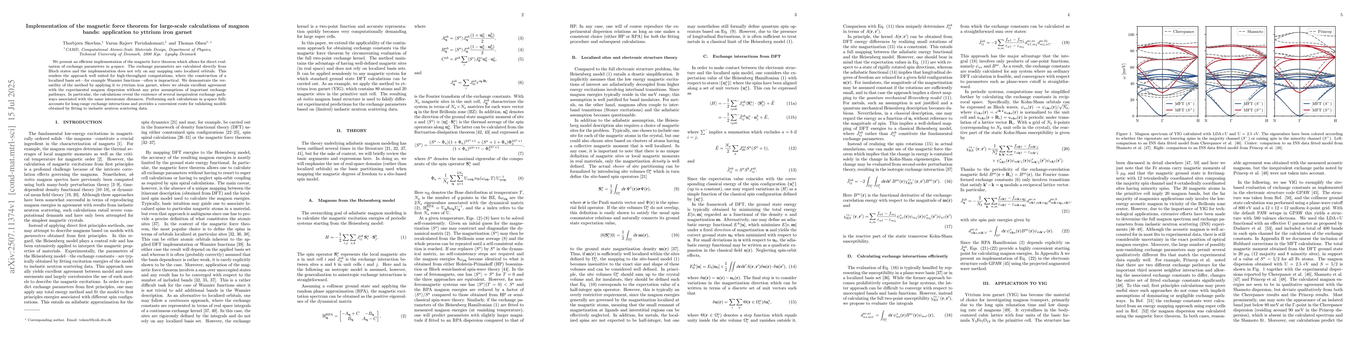 Thumbnail for Implementation of the magnetic force theorem for large-scale
  calculations of magnon bands: application to yttrium iron garnet