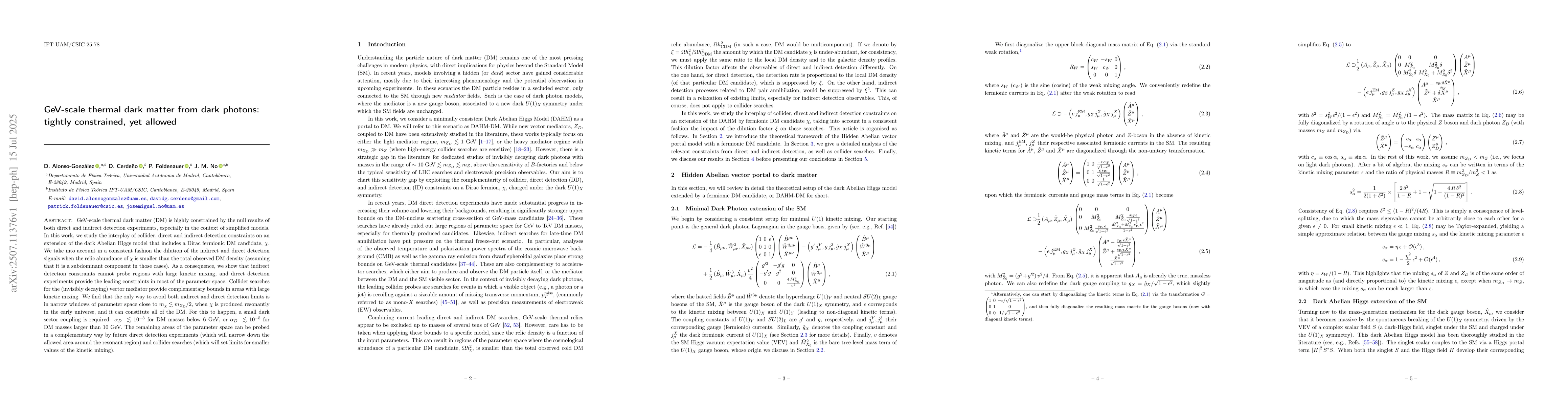 Thumbnail for GeV-scale thermal dark matter from dark photons: tightly constrained,
  yet allowed