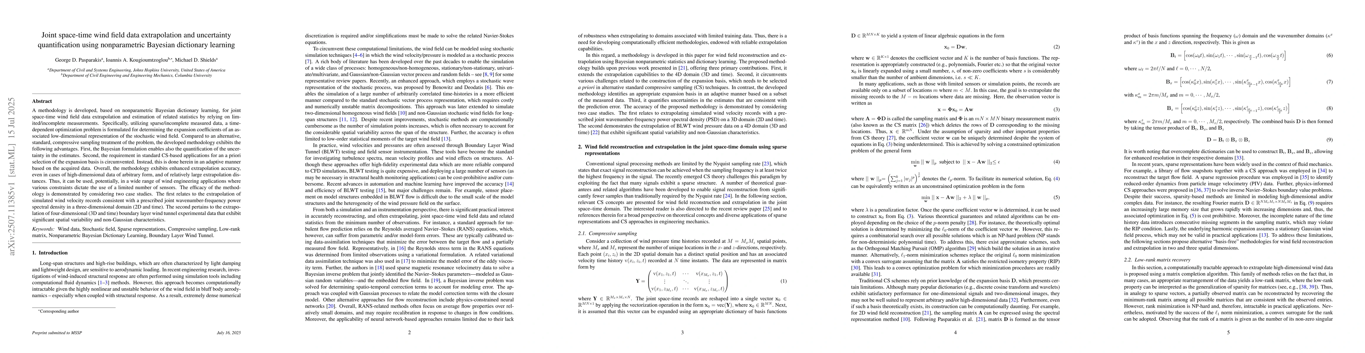 Thumbnail for Joint space-time wind field data extrapolation and uncertainty
  quantification using nonparametric Bayesian dictionary learning