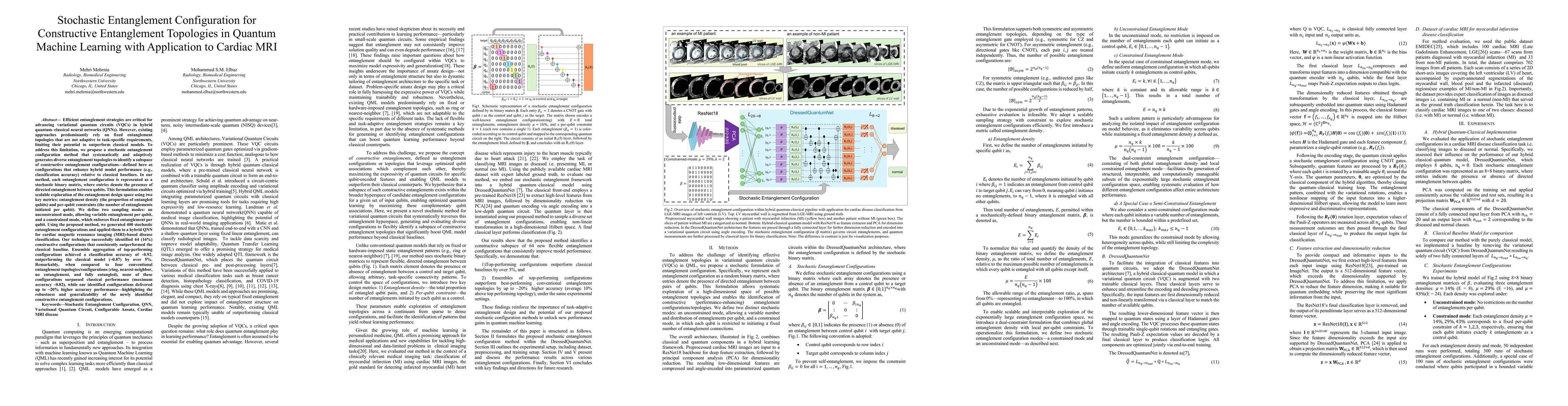 Thumbnail for Stochastic Entanglement Configuration for Constructive Entanglement
  Topologies in Quantum Machine Learning with Application to Cardiac MRI