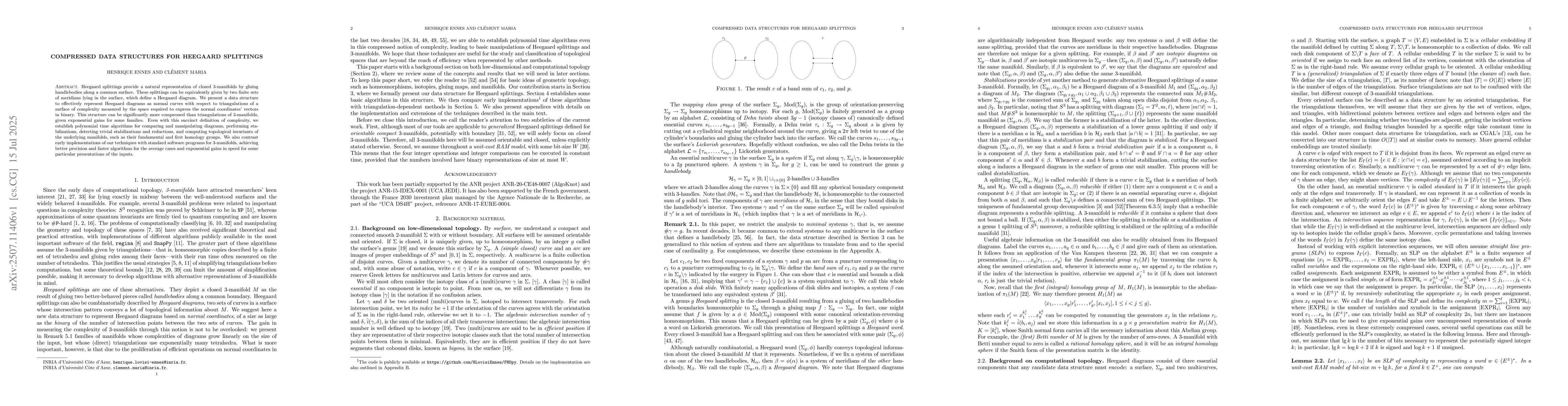 Thumbnail for Compressed data structures for Heegaard splittings