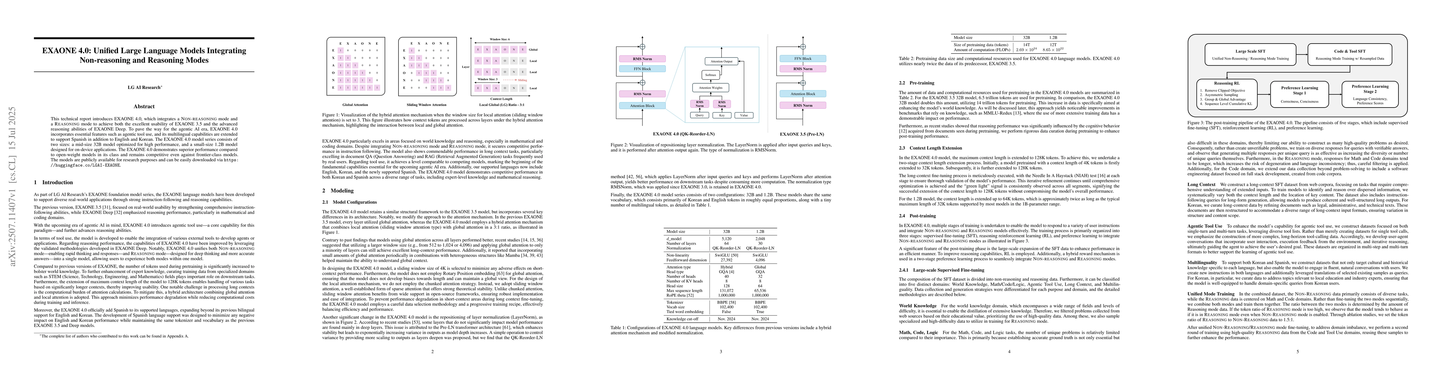 Thumbnail for EXAONE 4.0: Unified Large Language Models Integrating Non-reasoning and
  Reasoning Modes