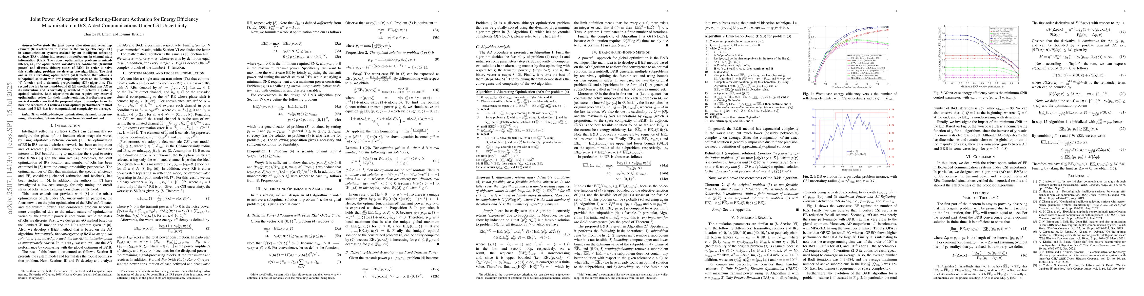 Thumbnail for Joint Power Allocation and Reflecting-Element Activation for Energy
  Efficiency Maximization in IRS-Aided Communications Under CSI Uncertainty