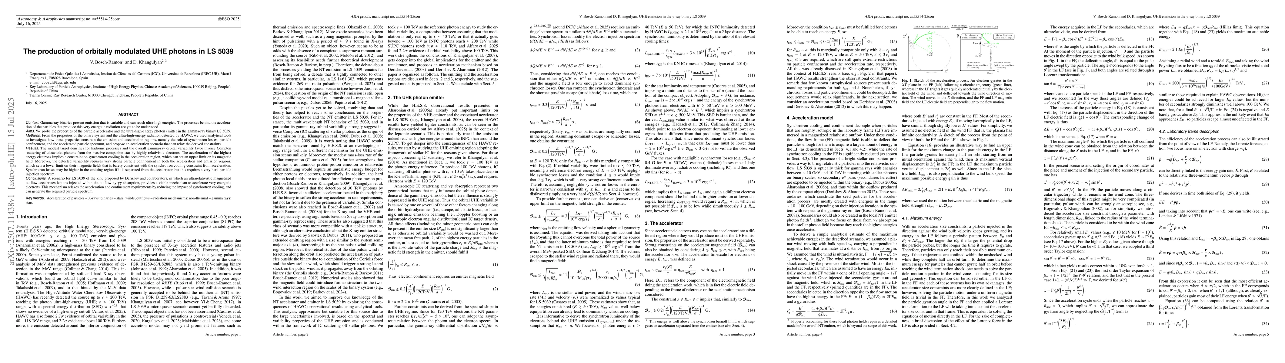 Thumbnail for The production of orbitally modulated UHE photons in LS 5039