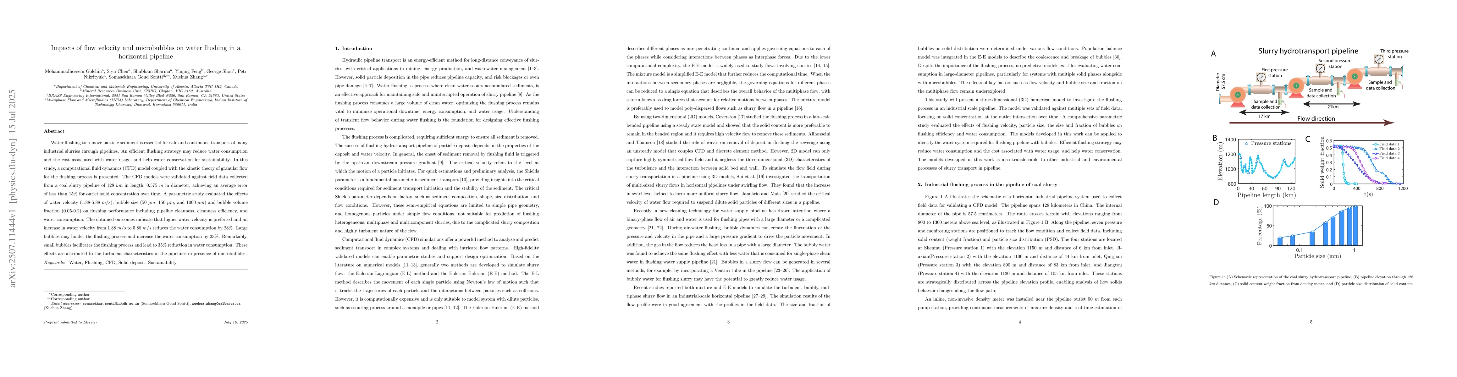 Thumbnail for Impacts of flow velocity and microbubbles on water flushing in a
  horizontal pipeline