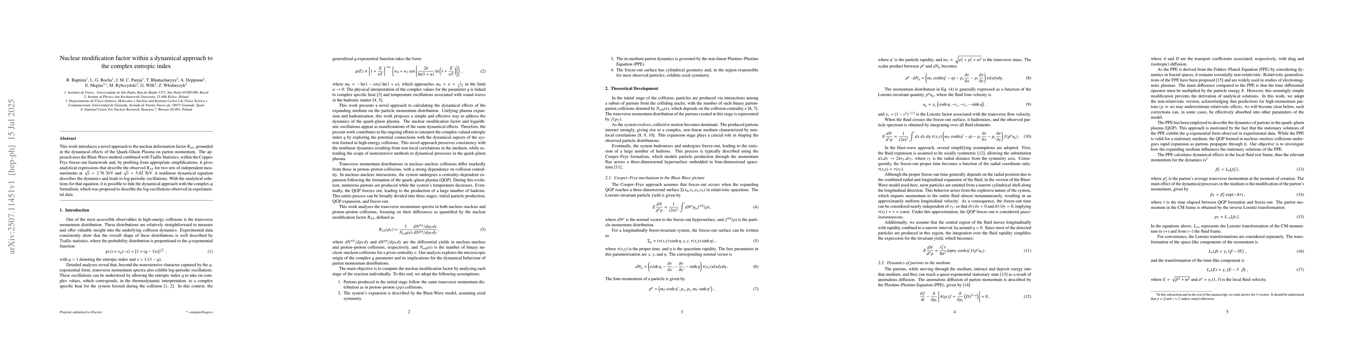 Thumbnail for Nuclear modification factor within a dynamical approach to the complex
  entropic index