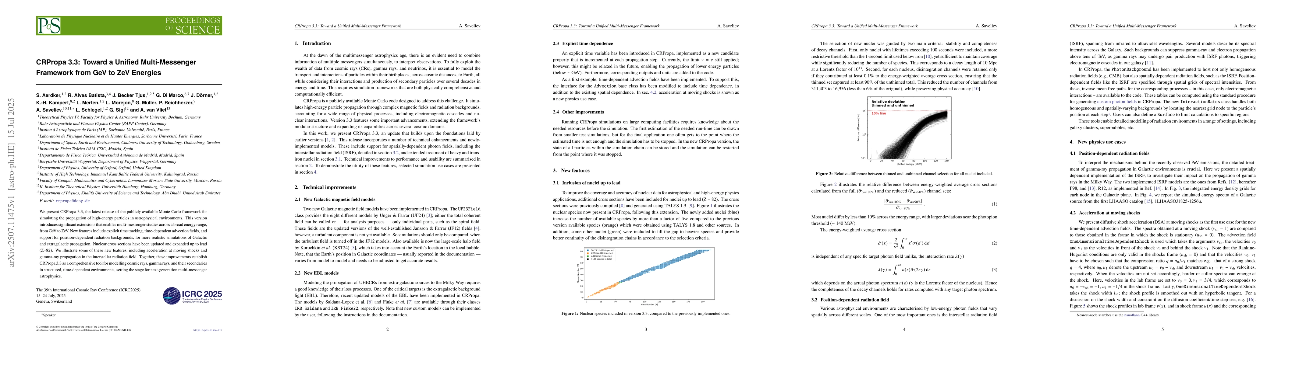 Thumbnail for CRPropa 3.3: Toward a Unified Multi-Messenger Framework from GeV to ZeV
  Energies