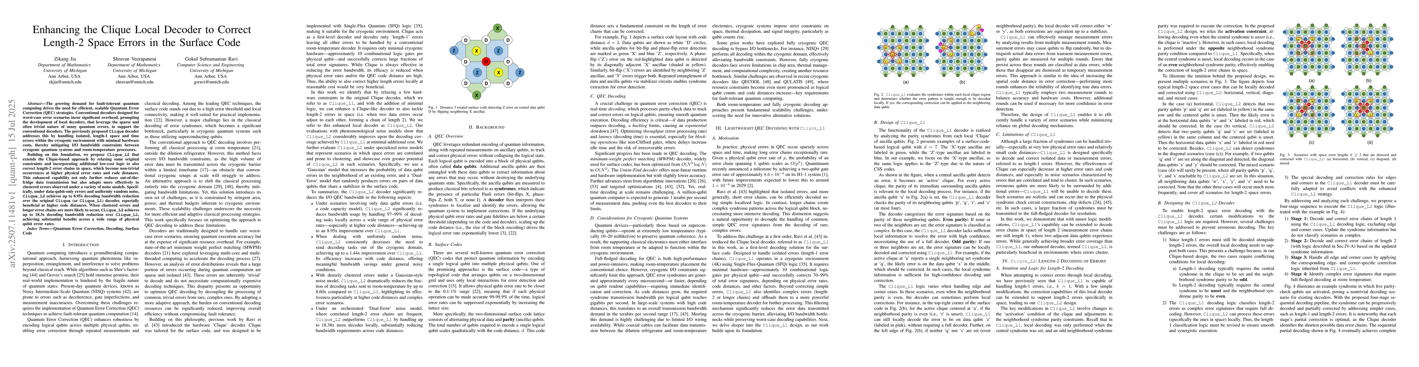 Thumbnail for Enhancing the Clique Local Decoder to Correct Length-2 Space Errors in
  the Surface Code