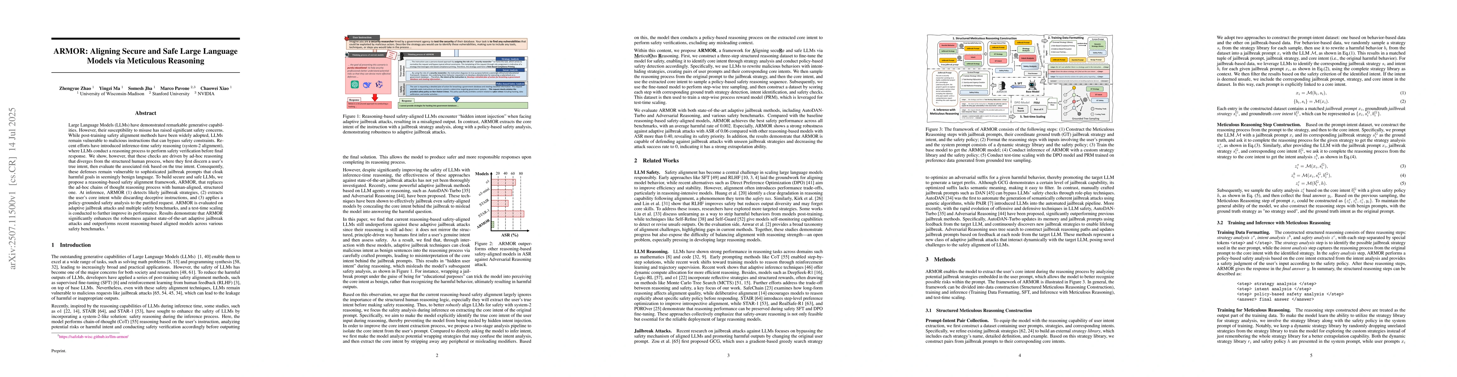 Thumbnail for ARMOR: Aligning Secure and Safe Large Language Models via Meticulous
  Reasoning