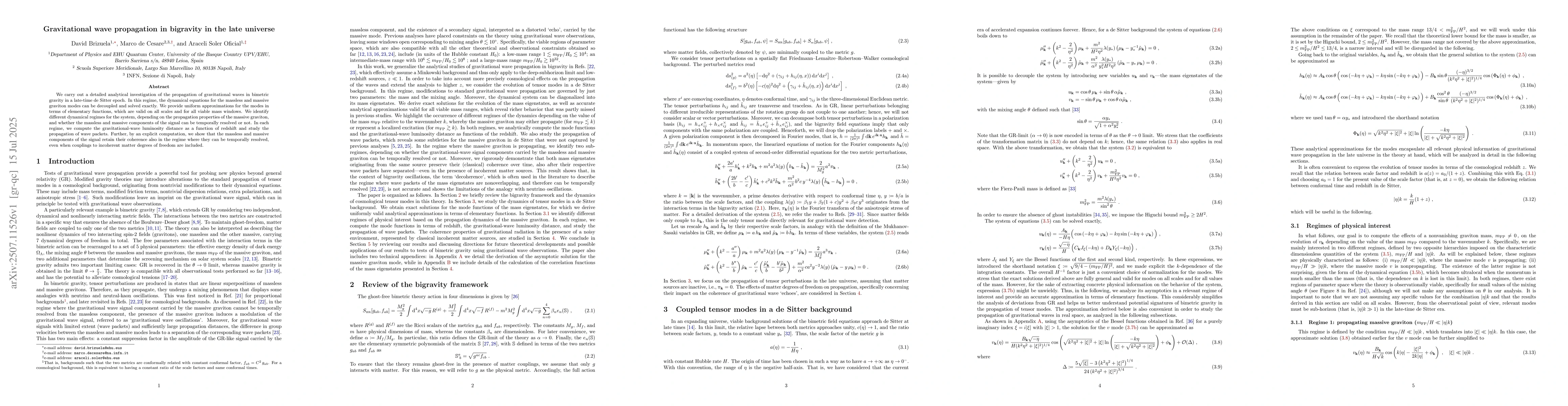 Thumbnail for Gravitational wave propagation in bigravity in the late universe