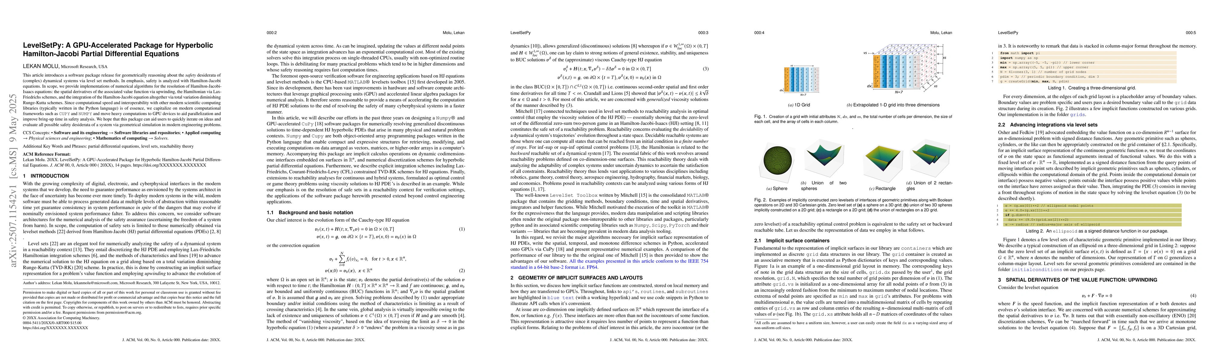 Thumbnail for LevelSetPy: A GPU-Accelerated Package for Hyperbolic Hamilton-Jacobi
  Partial Differential Equations
